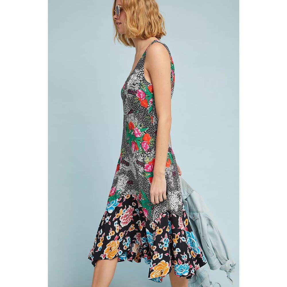 Maeve by Anthropologie Violette Floral Sleeveless Fit Flare Midi Dress - Size 0 - Picture 4 of 15